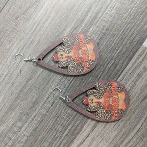 #360Halloween/Fall Wooden Dangle Earrings. Happy Turkey Day